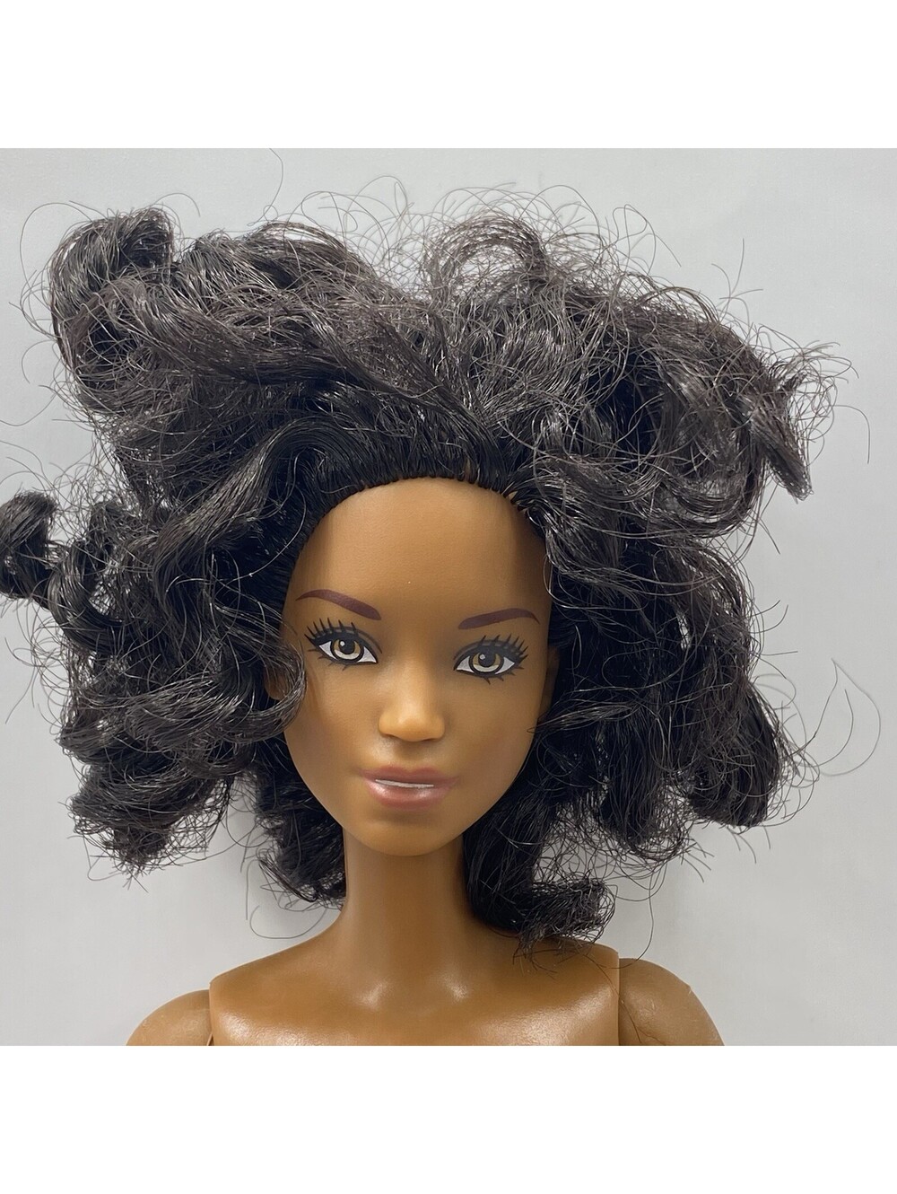 Nude AA Barbie #HCN47 2021 Ice Cream Shop Doll Curly Hair B4